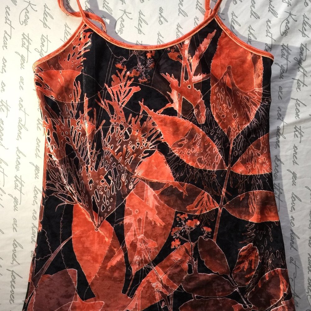Orange and Black Print Tank Top Feels Like Velvet Large